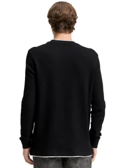 Tom Tailor Denim Herren Langarmshirt in schwarz