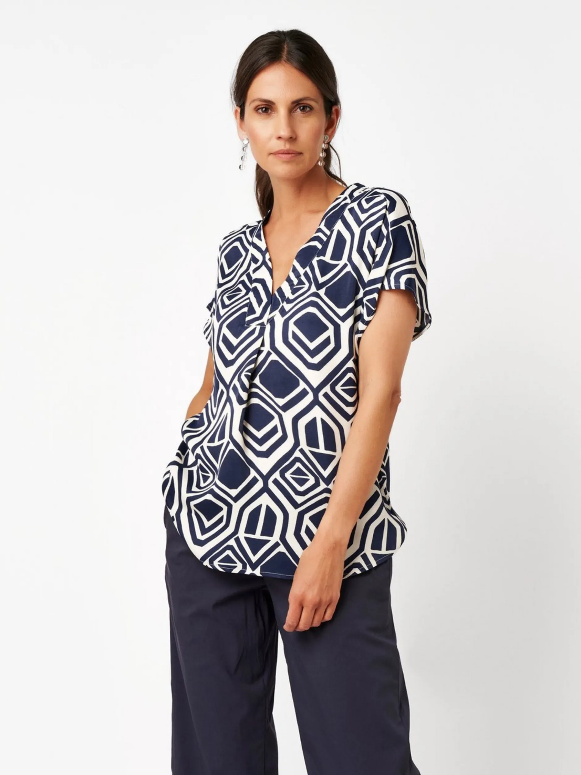 TONI Damen Bluse - Amba in blau - Ärmel: kurzarm