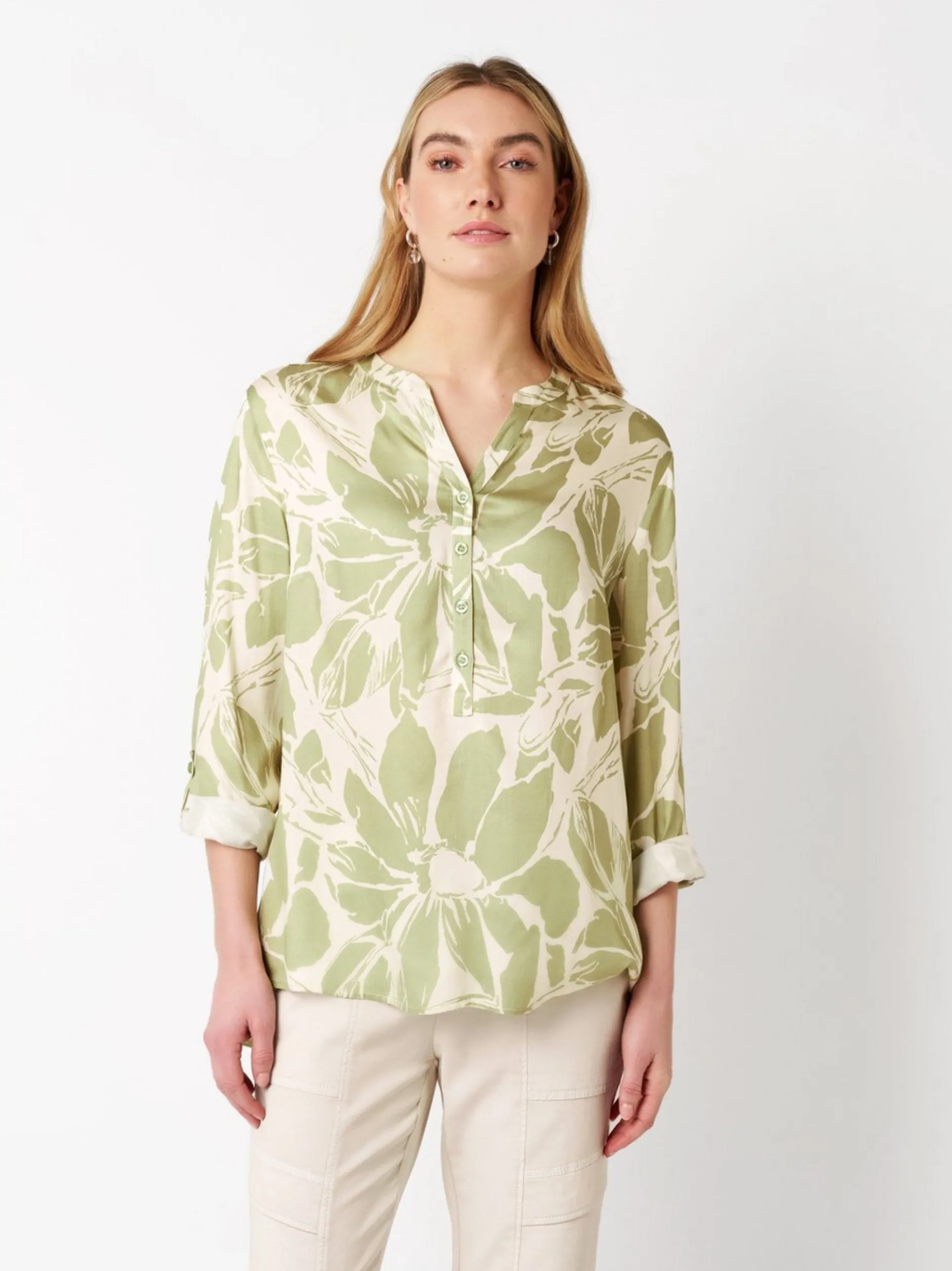 TONI Damen Bluse - Bella in grün beige - Ärmel: 3/4 Arm