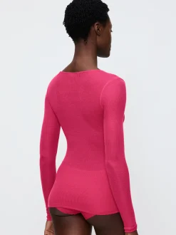 Triumph Damen Longsleeve - Beauty Layers Top Scoop Neck in pink