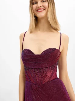 Unique Damen Abendkleid in bordeaux blau - Länge: lang