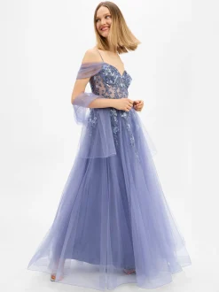 Unique Damen Abendkleid in indigo - Ärmel: ohne Arm