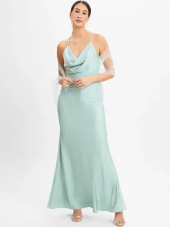 Unique Damen Abendkleid mit Stola in türkis