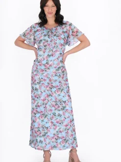 Usha Damen Bluse in blau - Ausschnitt: Rundhals