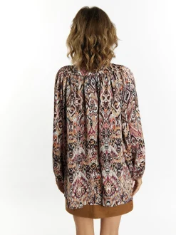 Usha Damen Bluse in braun - Ausschnitt: U-Boot