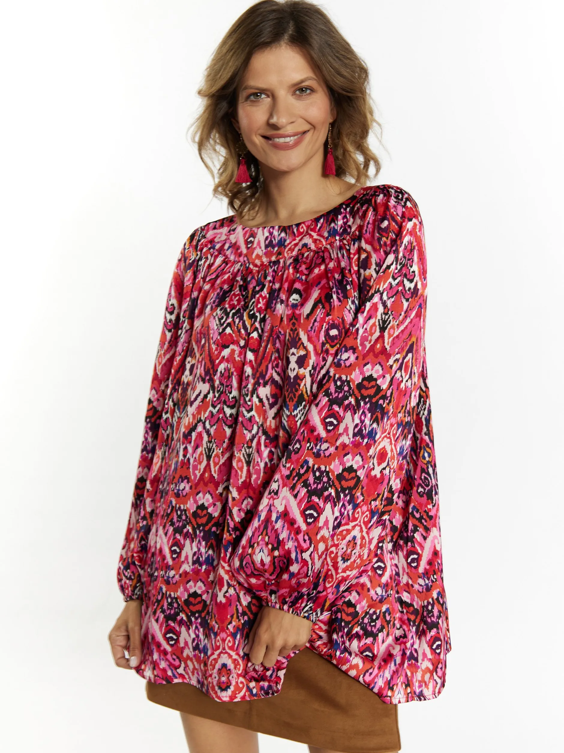 Usha Damen Bluse in mehrfarbig - Ausschnitt: U-Boot