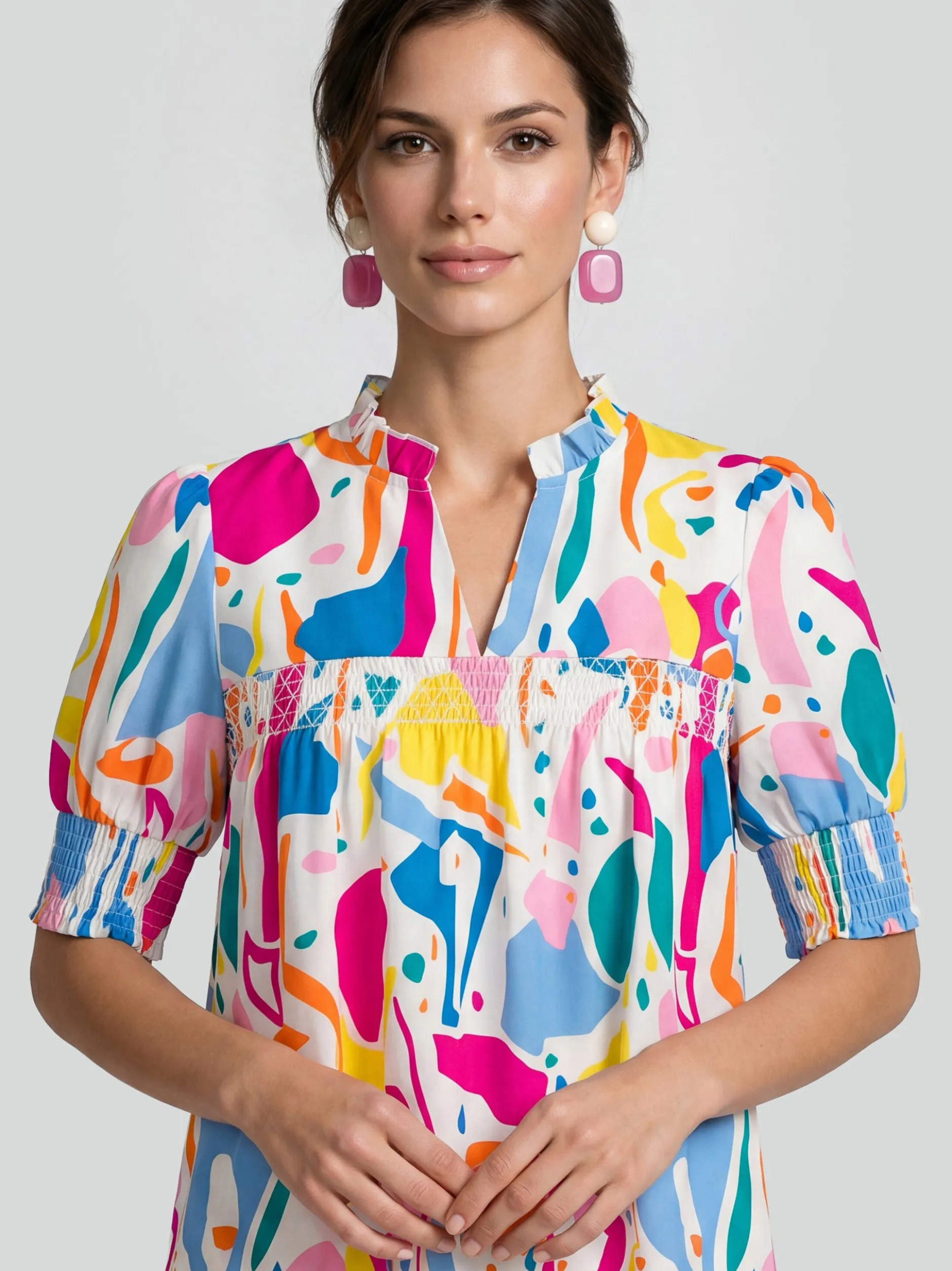 Usha Damen Bluse in mehrfarbig