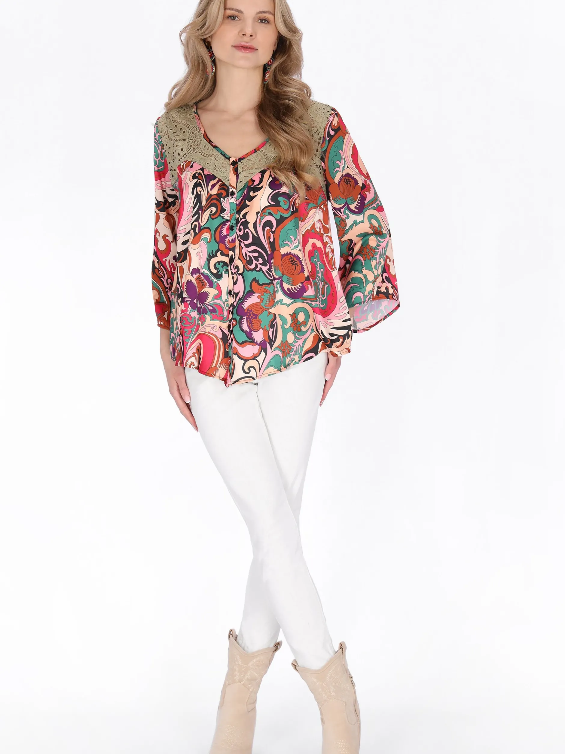 Usha Damen Bluse in mehrfarbig