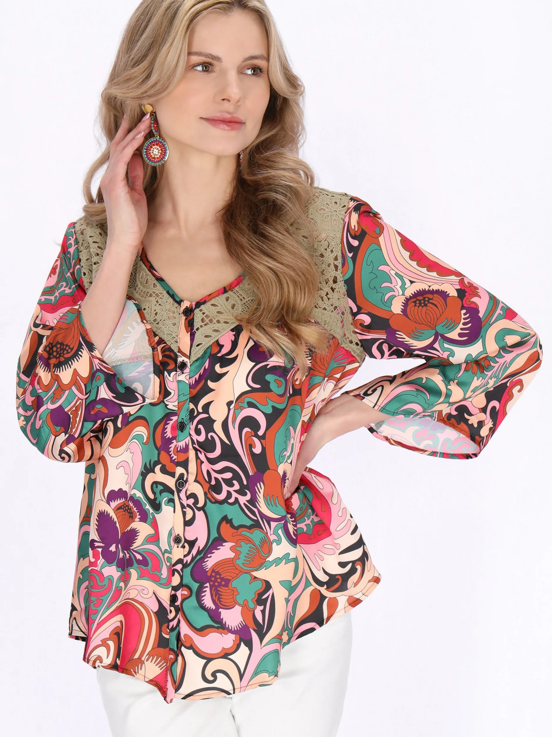Usha Damen Bluse in mehrfarbig