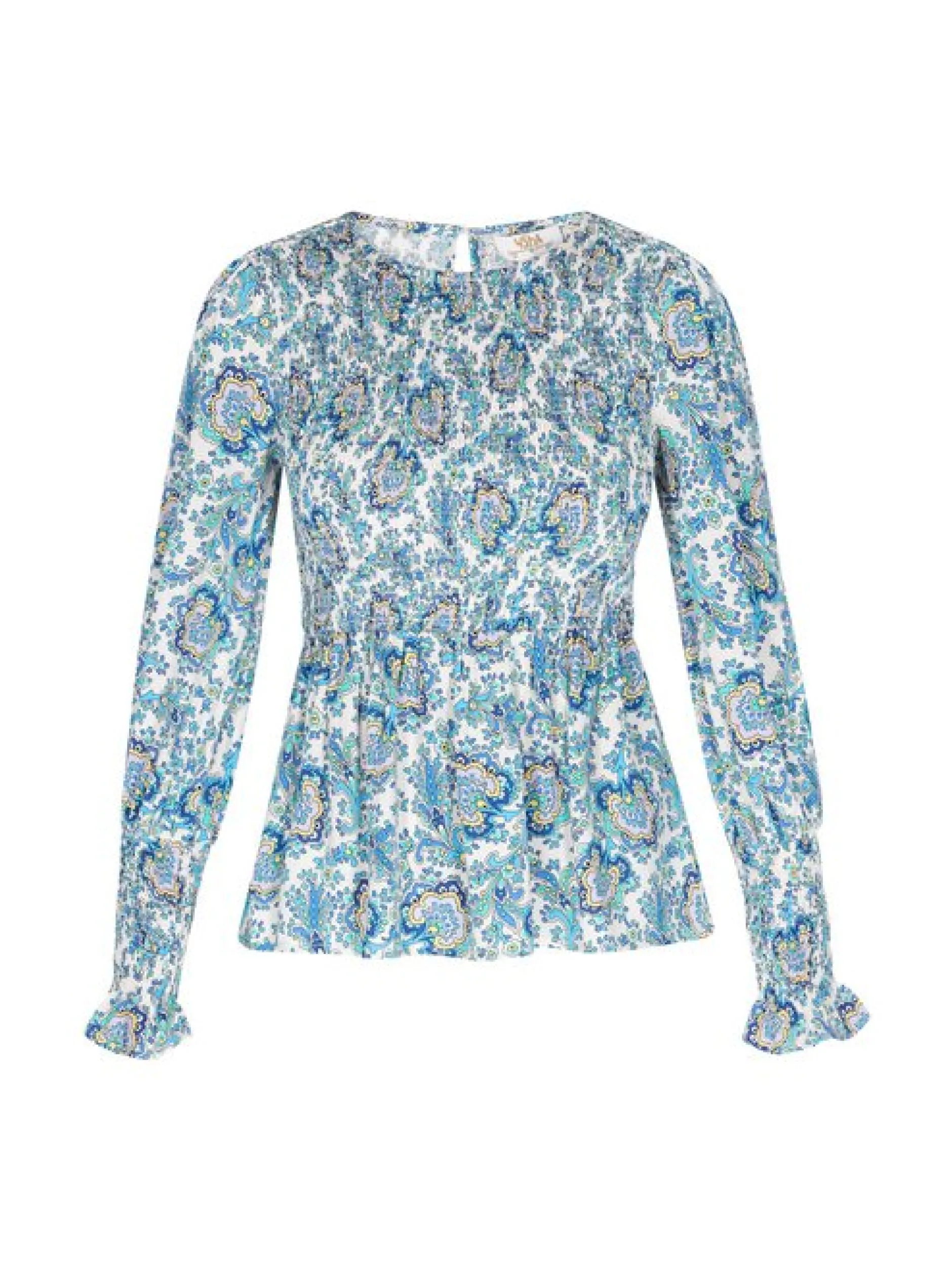 Usha Damen Bluse in mehrfarbig - Ausschnitt: Rundhals