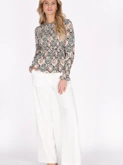 Usha Damen Bluse in mehrfarbig - Ausschnitt: Rundhals