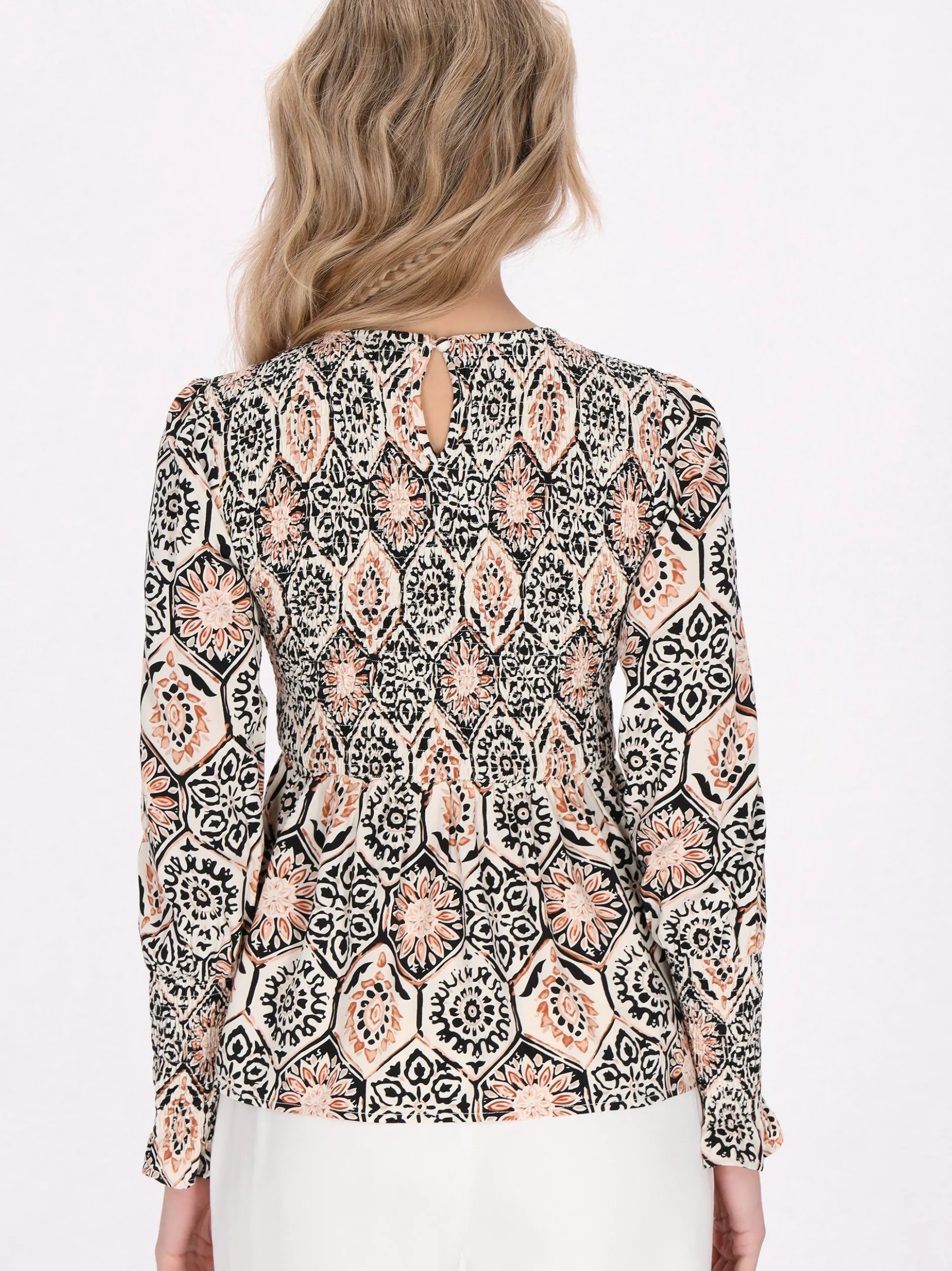 Usha Damen Bluse in mehrfarbig - Ausschnitt: Rundhals