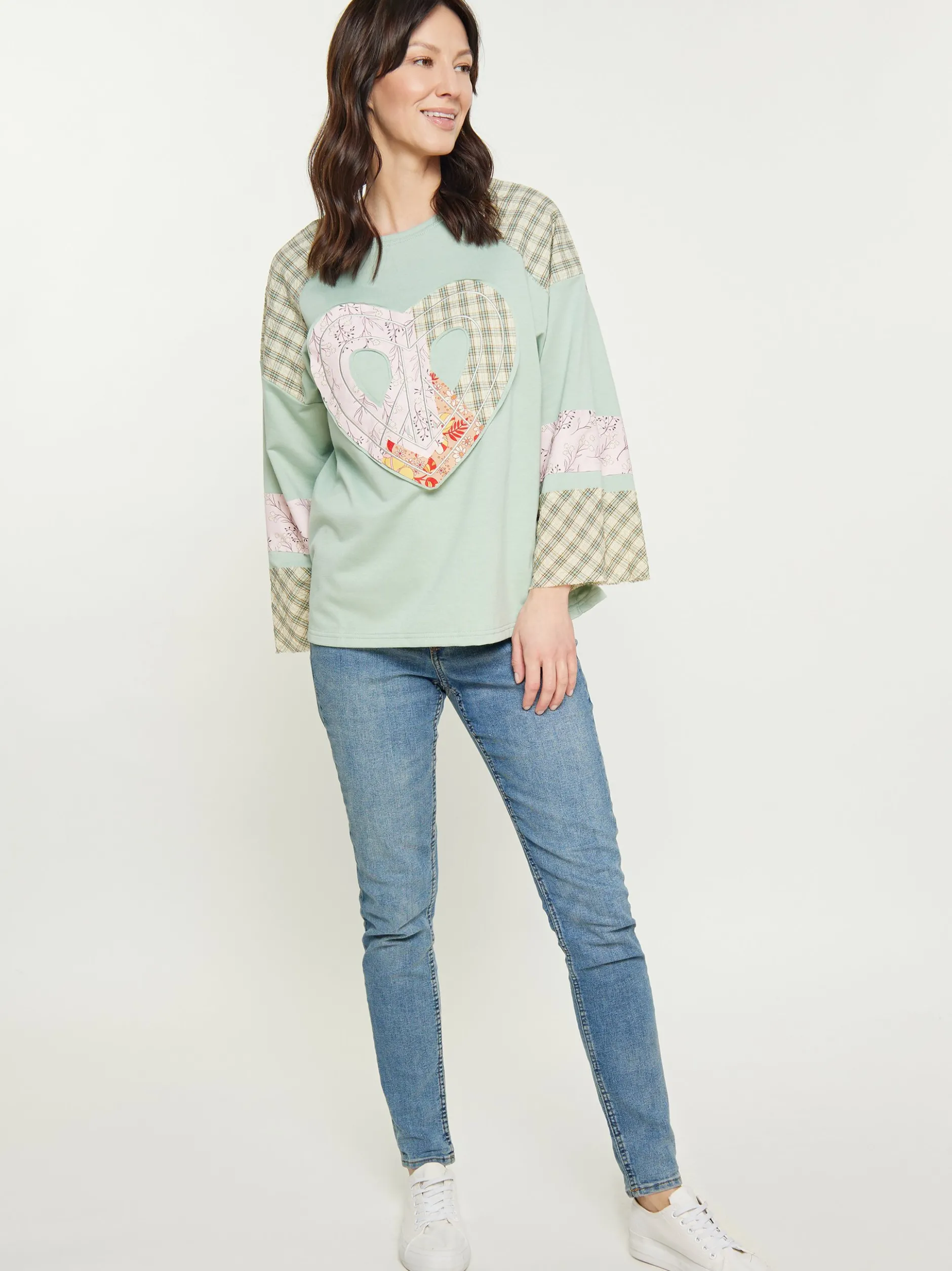 Usha Damen Bluse in mint - Ausschnitt: Rundhals