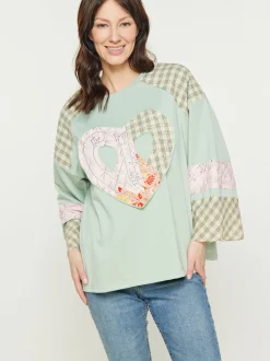 Usha Damen Bluse in mint - Ausschnitt: Rundhals