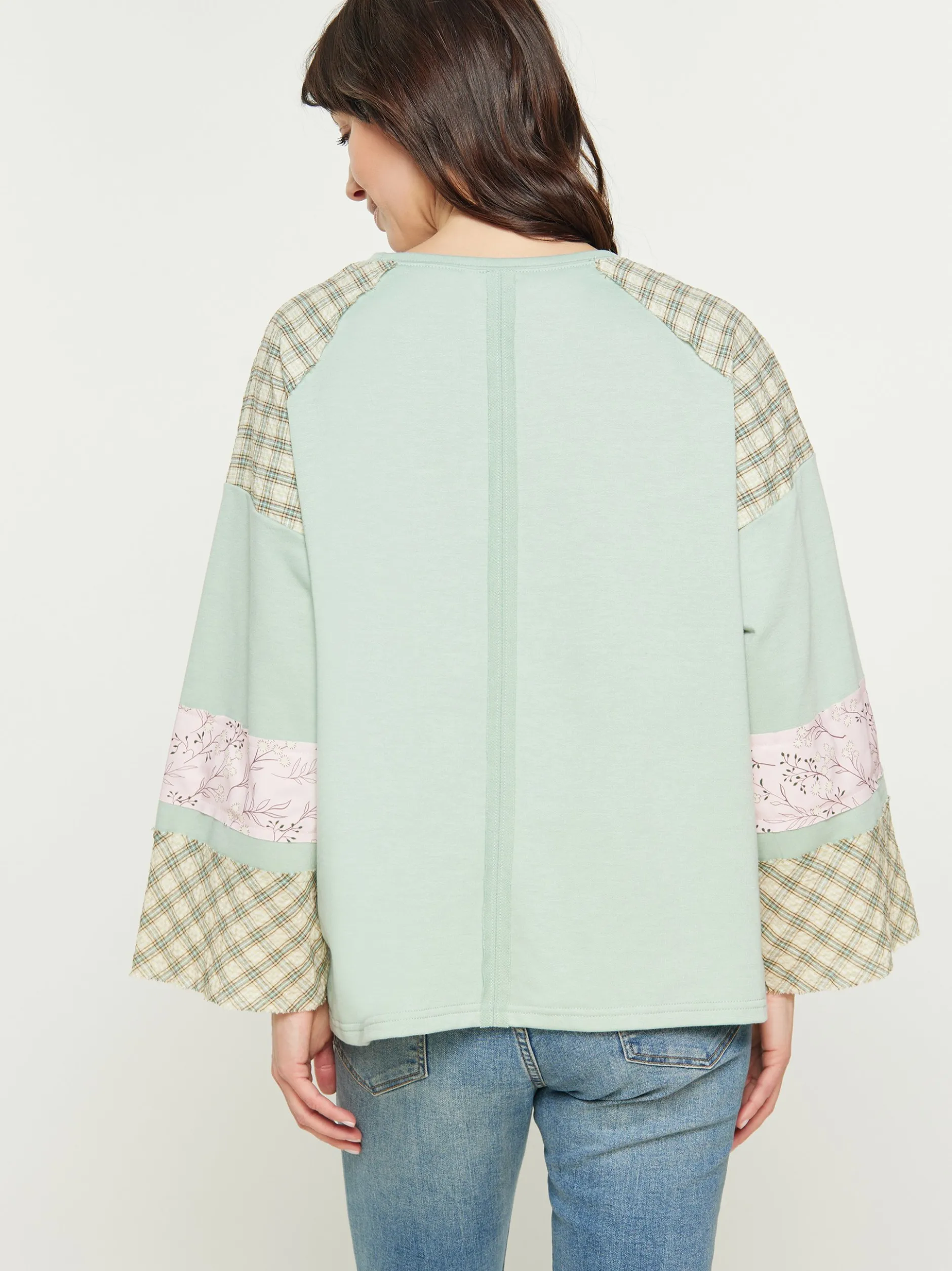 Usha Damen Bluse in mint - Ausschnitt: Rundhals