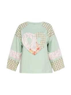 Usha Damen Bluse in mint - Ausschnitt: Rundhals