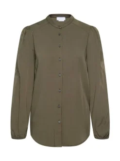 Usha Damen Bluse in oliv - Ausschnitt: ohne Kragen