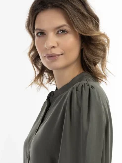 Usha Damen Bluse in oliv - Ausschnitt: ohne Kragen