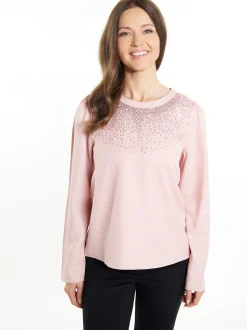 Usha Damen Bluse in rosa - Ausschnitt: Rundhals