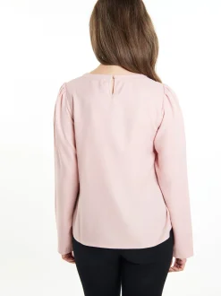 Usha Damen Bluse in rosa - Ausschnitt: Rundhals