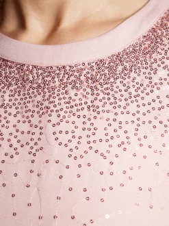 Usha Damen Bluse in rosa - Ausschnitt: Rundhals