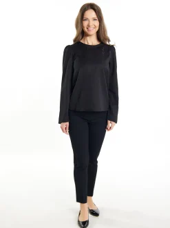 Usha Damen Bluse in schwarz - Ausschnitt: Rundhals