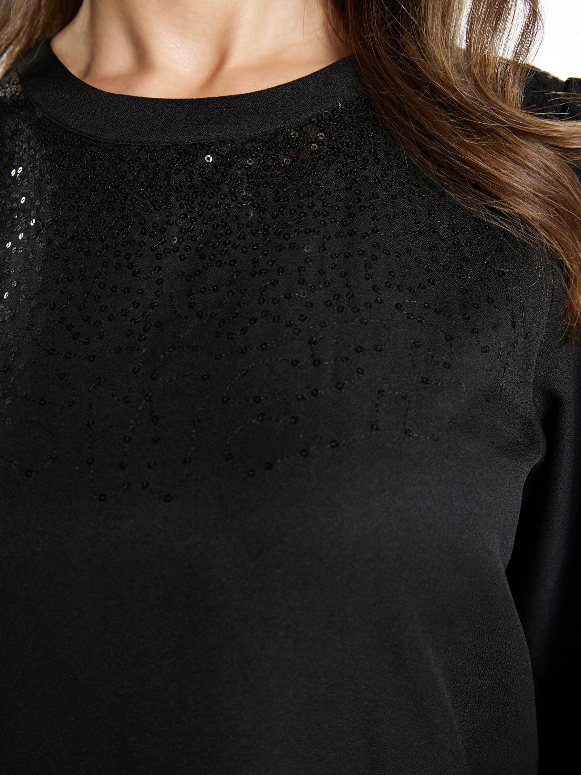 Usha Damen Bluse in schwarz - Ausschnitt: Rundhals
