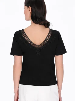 Usha Damen Bluse in schwarz - Ausschnitt: Rundhals
