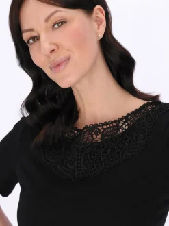 Usha Damen Bluse in schwarz - Ausschnitt: Rundhals