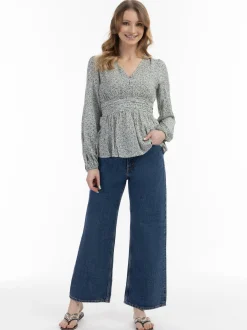Usha Damen Bluse in weiß - Ausschnitt: V-Ausschnitt