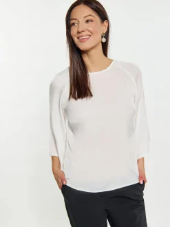 Usha Damen Bluse in weiß - Ausschnitt: Rundhals