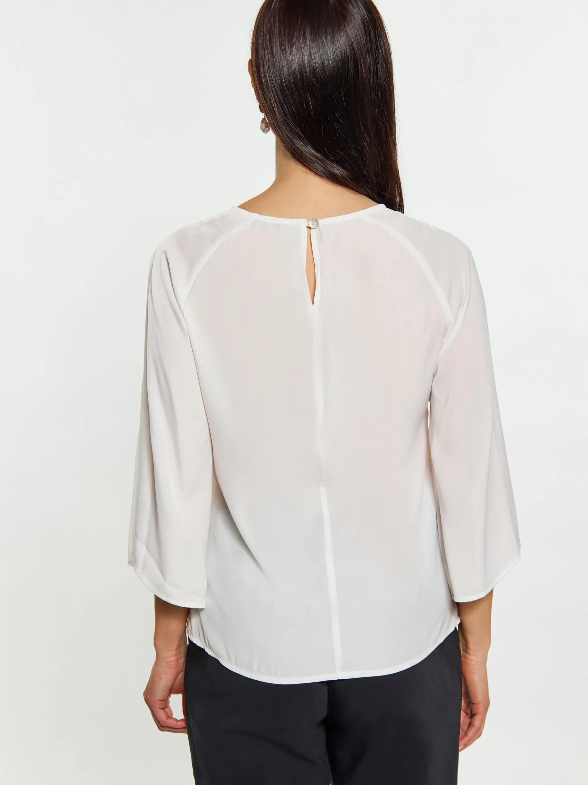 Usha Damen Bluse in weiß - Ausschnitt: Rundhals