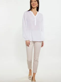 Usha Damen Bluse in weiß - Ausschnitt: V-Ausschnitt