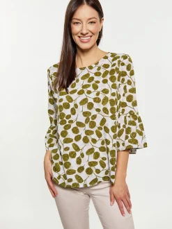 Usha Damen Bluse in weiß - Ausschnitt: Rundhals