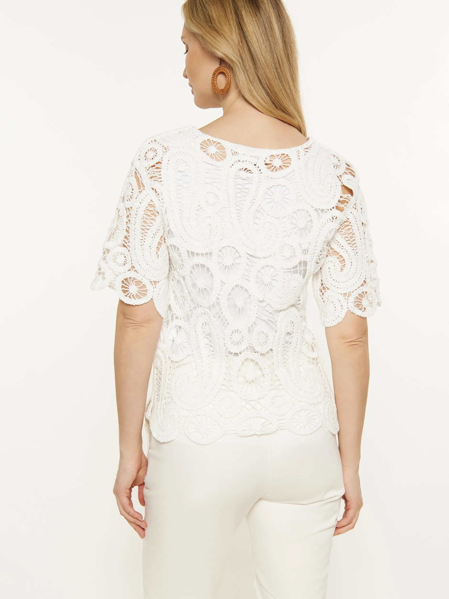 Usha Damen Bluse in weiß - Ausschnitt: Rundhals