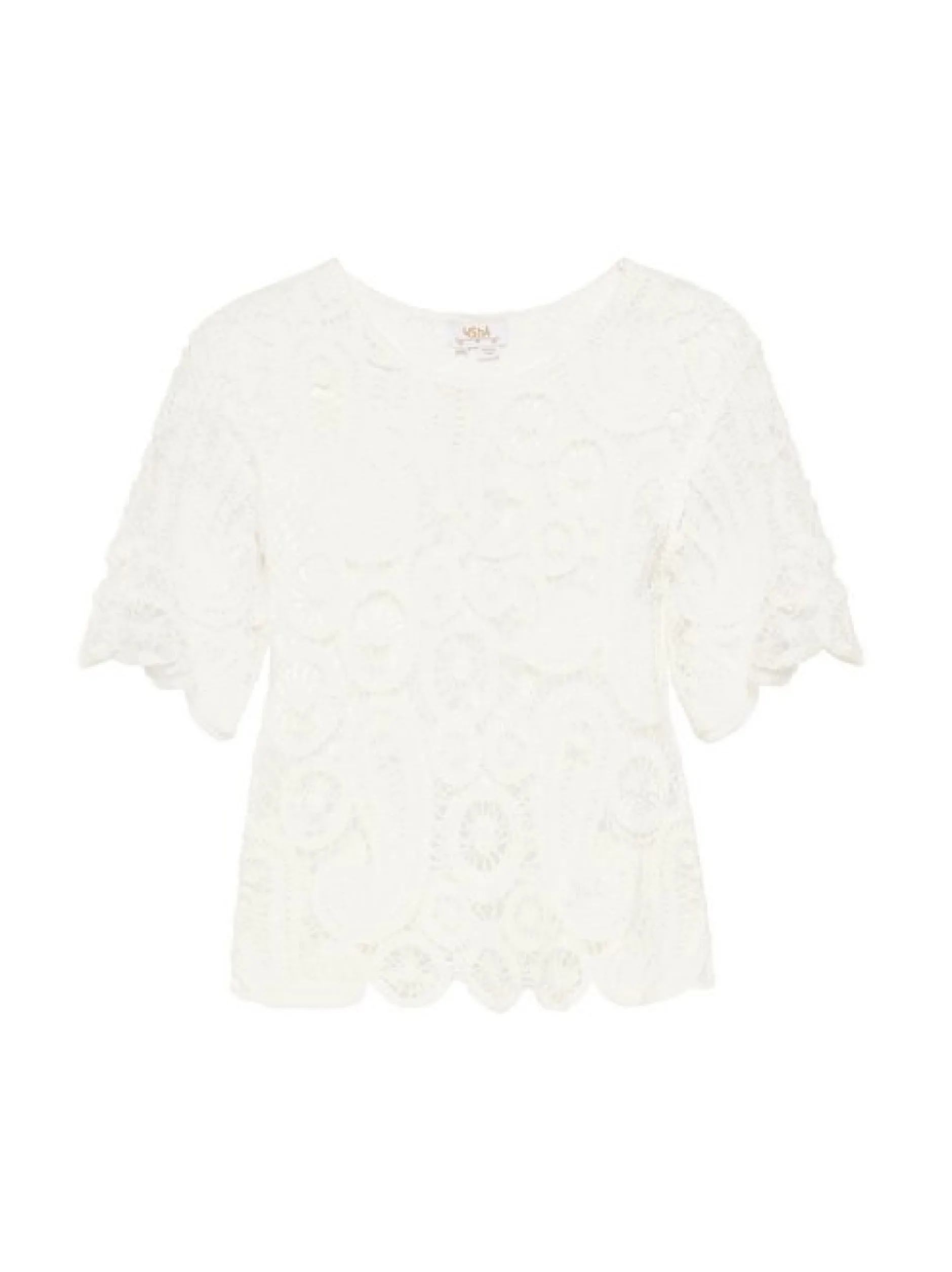 Usha Damen Bluse in weiß - Ausschnitt: Rundhals