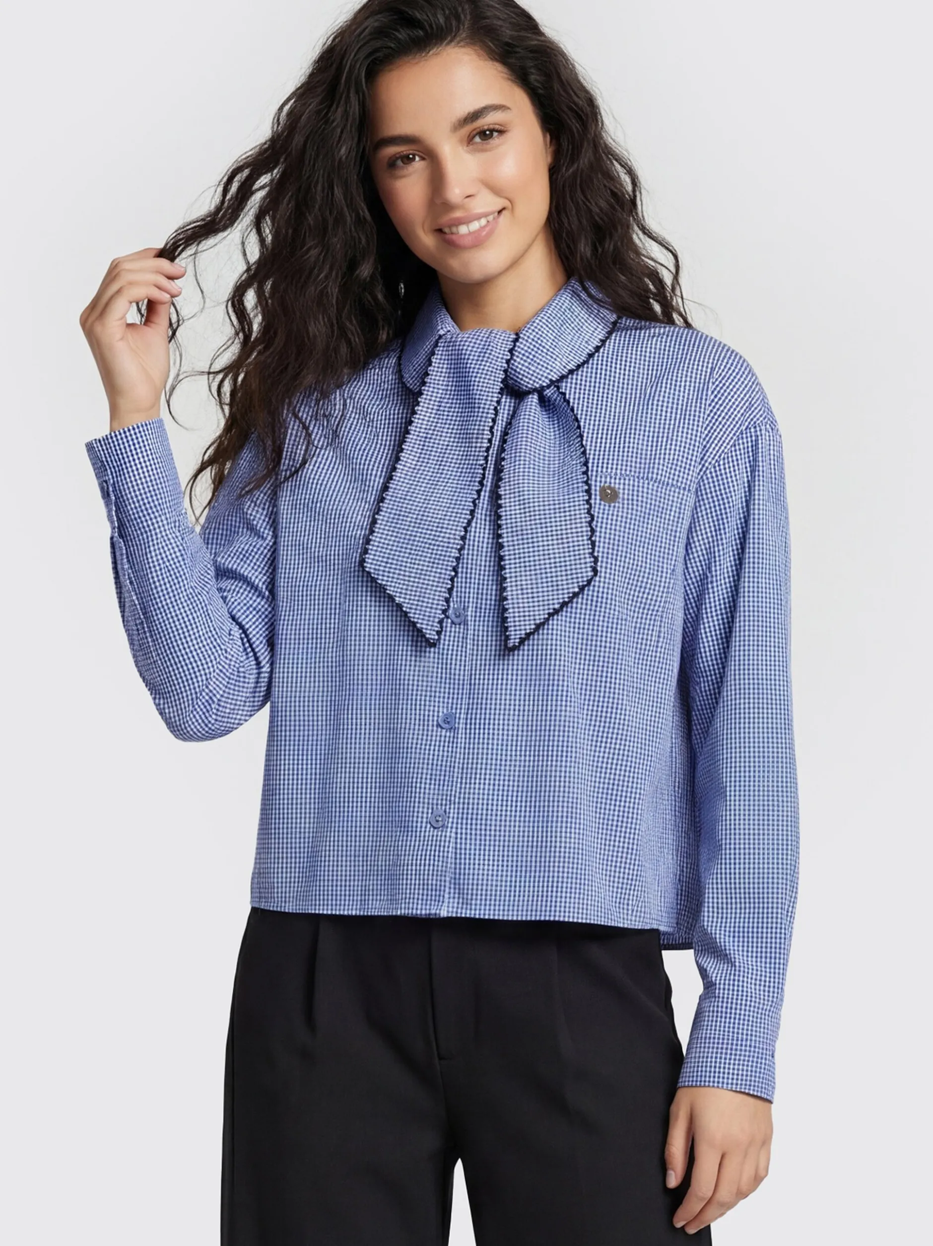 Usha Damen Hemdbluse in blau