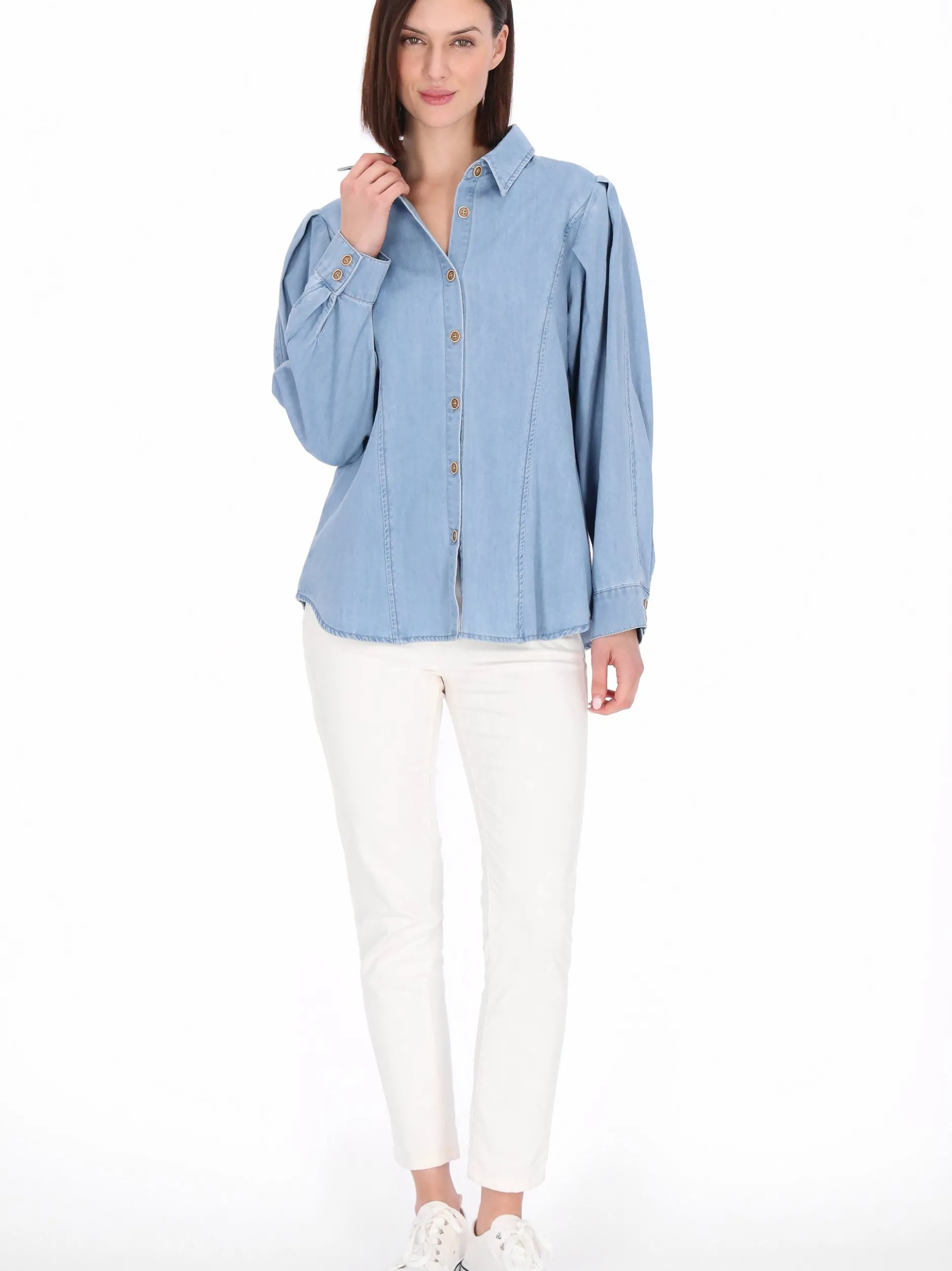 Usha Damen Hemdbluse in blau