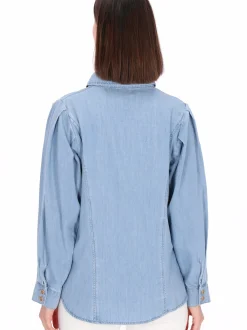 Usha Damen Hemdbluse in blau