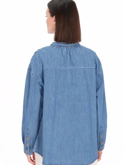 Usha Damen Jeansbluse in blau