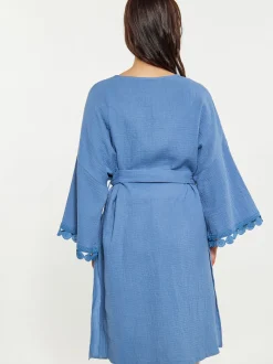 Usha Damen Kimono in blau - Ausschnitt: Envelope
