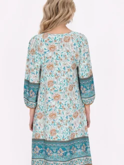 Usha Damen Kleid in aqua - Ausschnitt: Rundhals