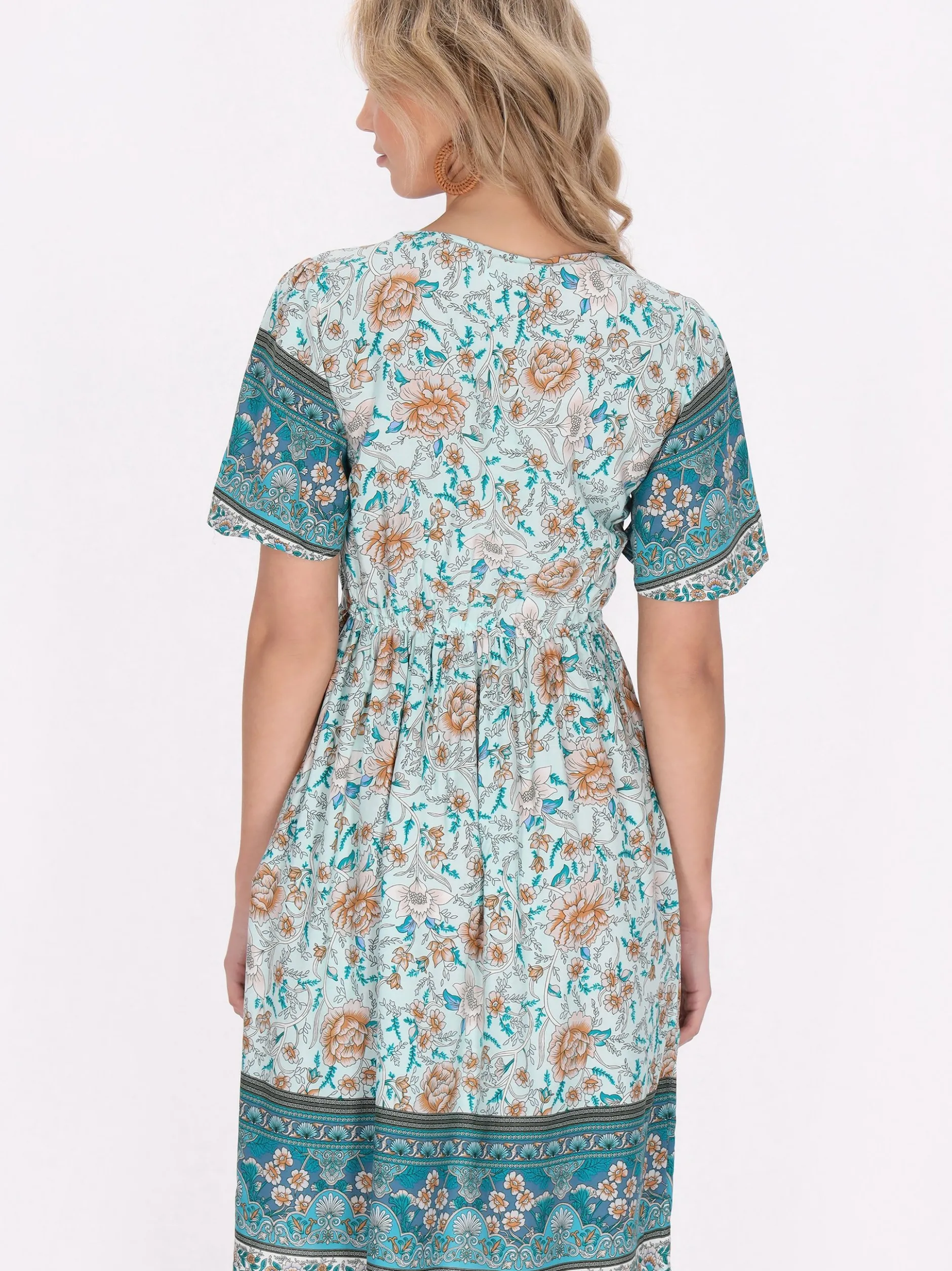 Usha Damen Kleid in aqua - Länge: mittel