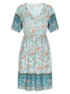 Usha Damen Kleid in aqua - Länge: mittel