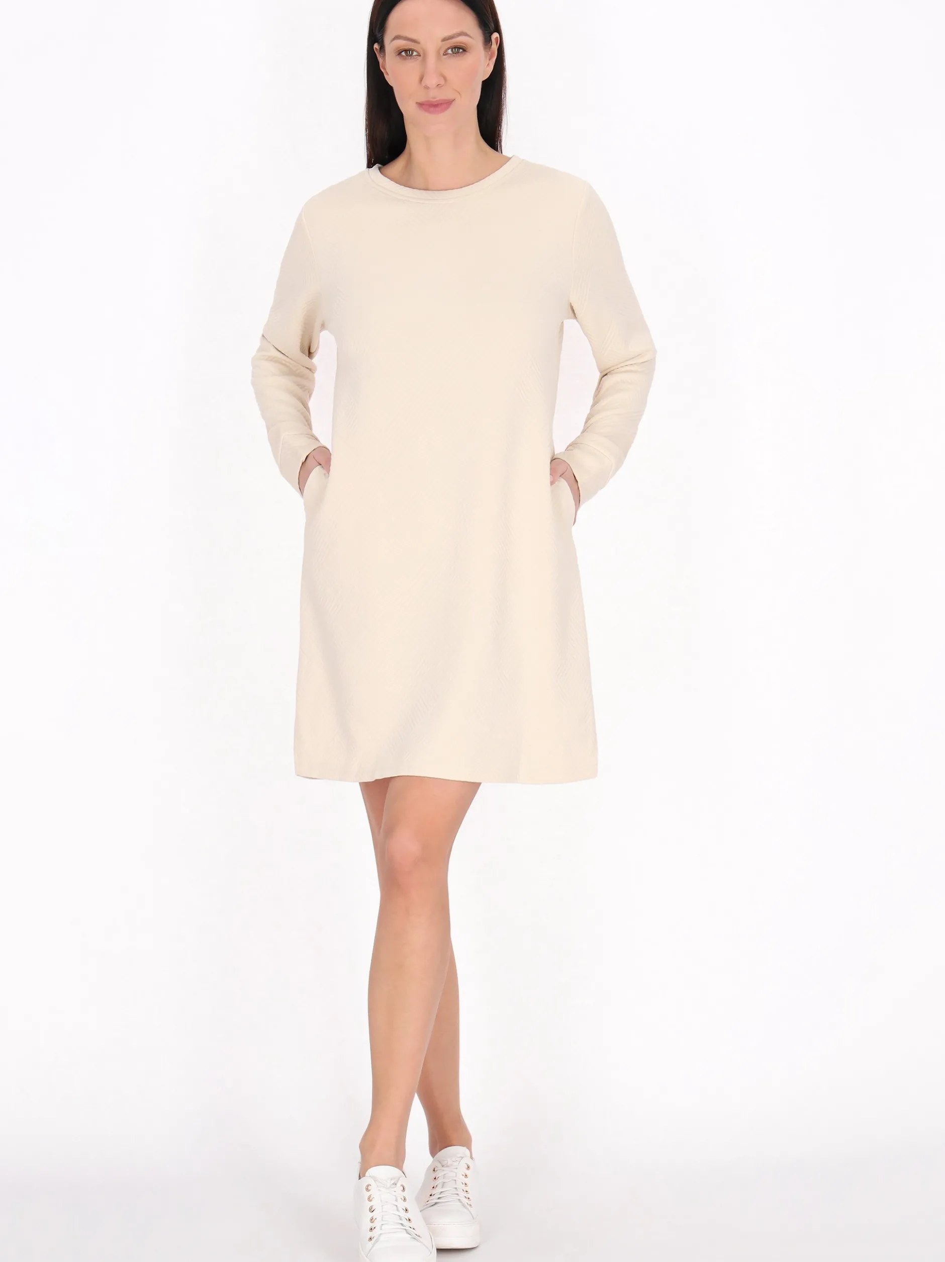 Usha Damen Kleid in beige - Ausschnitt: Rundhals