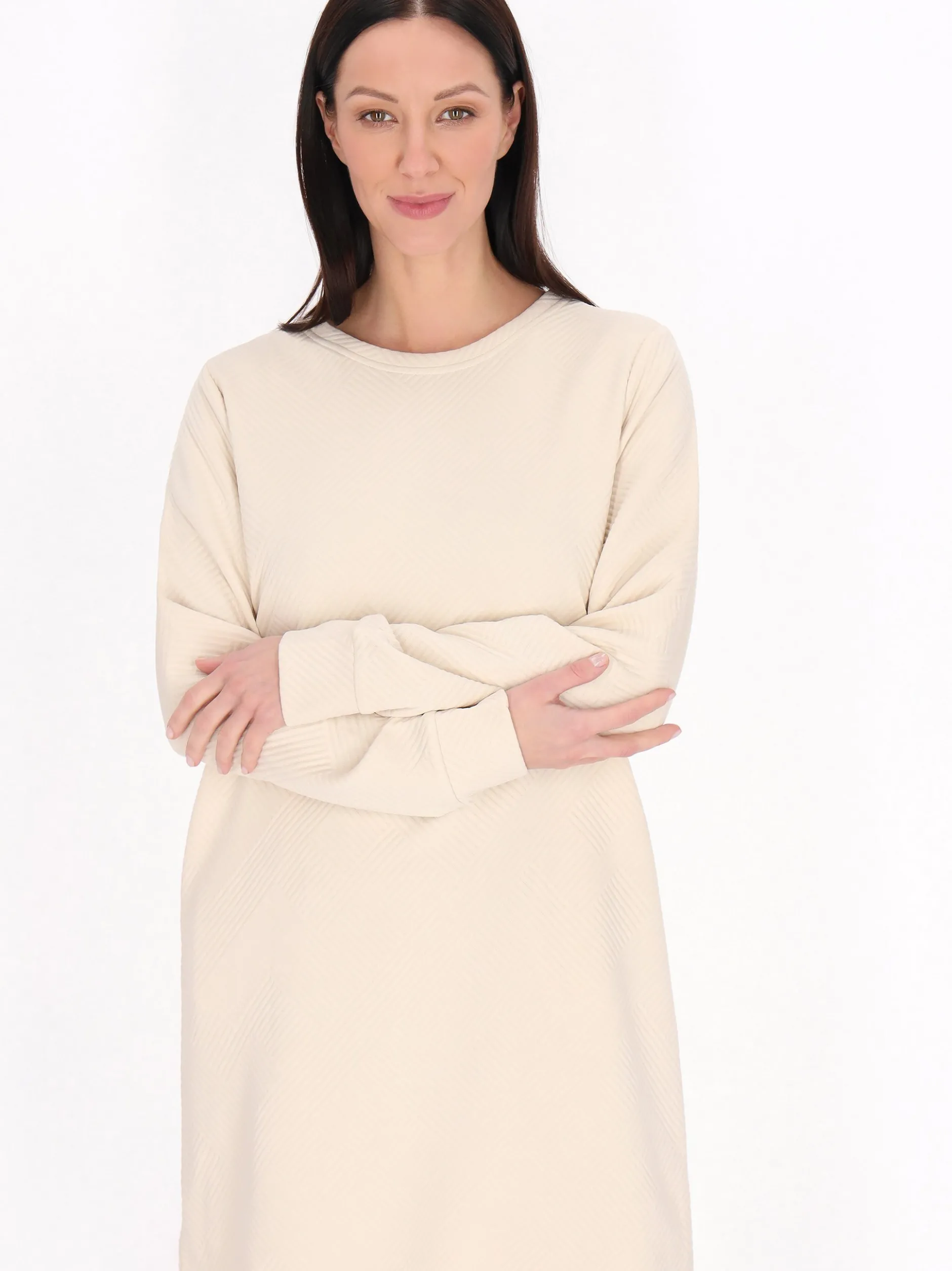 Usha Damen Kleid in beige - Ausschnitt: Rundhals