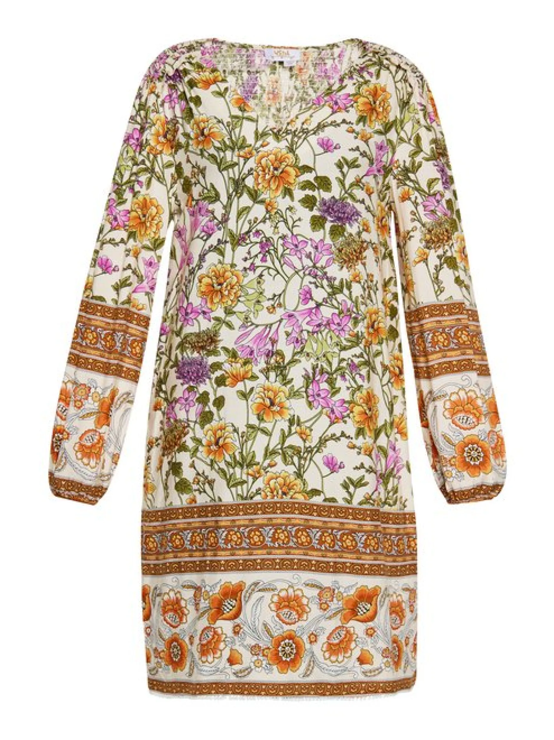Usha Damen Kleid in beige - Ausschnitt: V-Ausschnitt