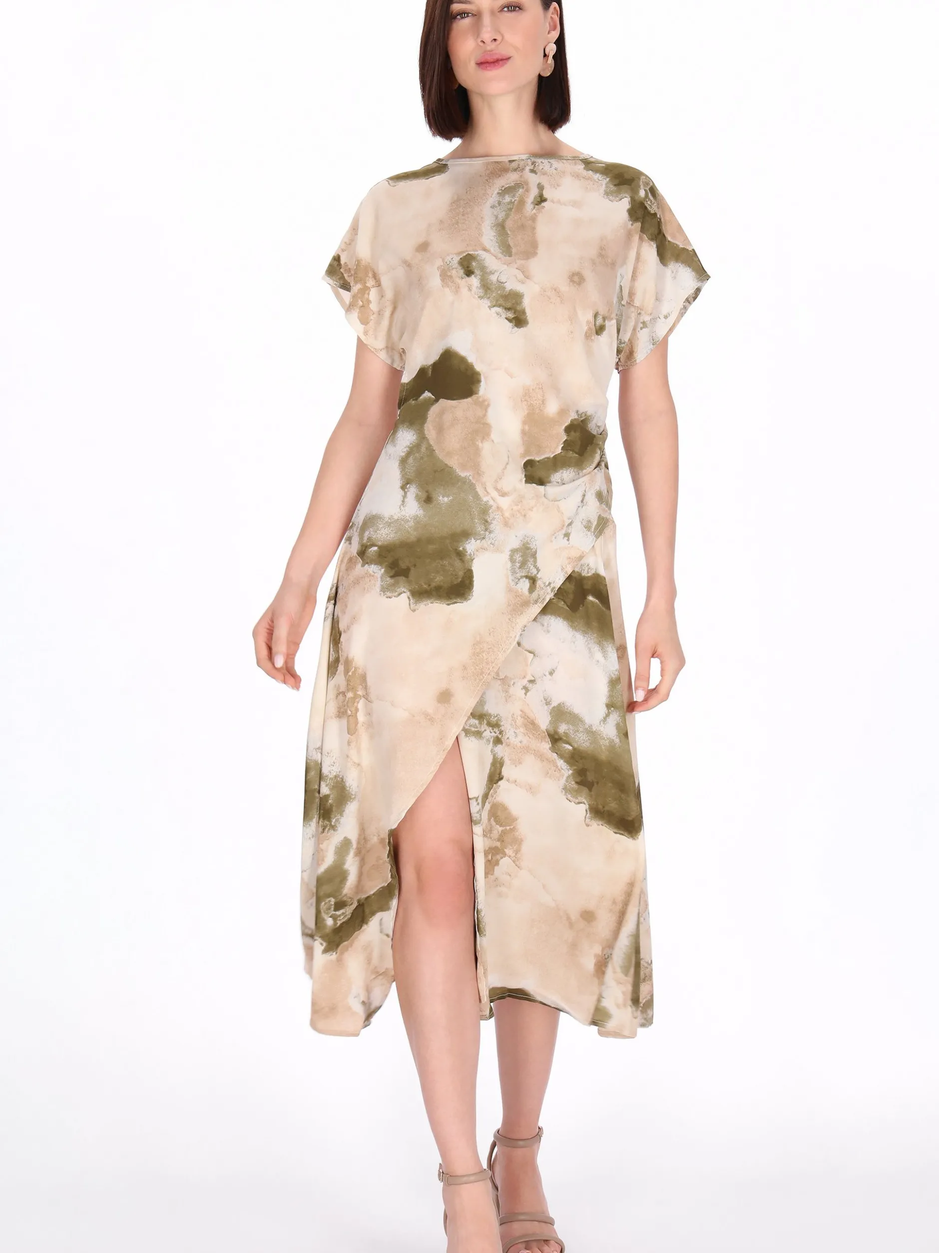 Usha Damen Kleid in beige - Ausschnitt: Rundhals