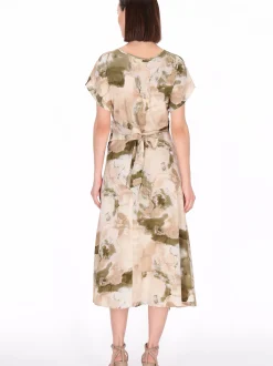 Usha Damen Kleid in beige - Ausschnitt: Rundhals