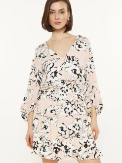 Usha Damen Kleid in beige - Länge: mittel